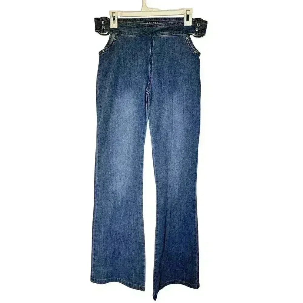 I.AM.GIA Cut Out Waist Flare Leg Jeans Denim Blue Medium Tall NWT 90s Y2K Retro